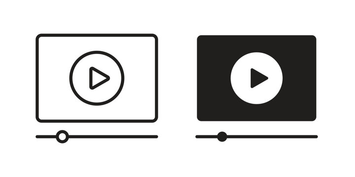 Video tutorial icons collection. Line vector sign, symbol for web and mobile