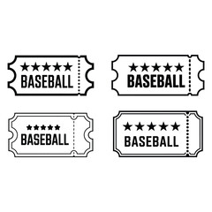Four baseball tickets with stars and dotted lines event