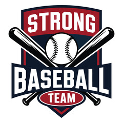 Baseball team with crossed bats and ball sport game