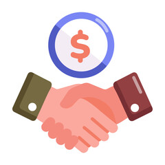 A flat style icon showing partnership agreement