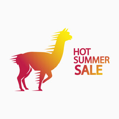 Obraz premium Dynamic llama silhouette with vibrant gradient for hot summer sale promotions