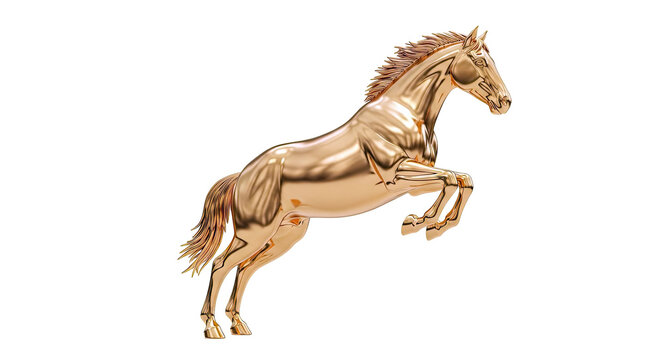 Golden Horse Sculpture Rearing Up