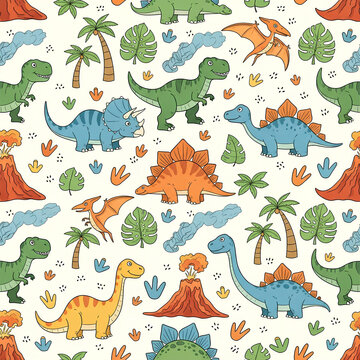 Dinosaur Pattern Whimsical Prehistoric Adventure for Kids.