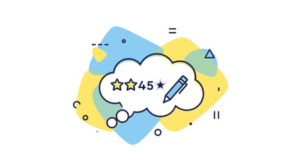 Naklejka premium This modern illustration visualizes customer ratings, reviews, and feedback systems used in digital platforms and online businesses. It represents user satisfaction, performance evaluation, and servic