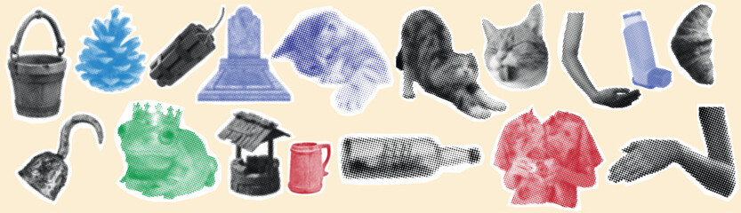 Haftoon Surreal Abstract Collage Illustration with Everyday Objects, Animals, Fashion Accessories, and Creative Artistic