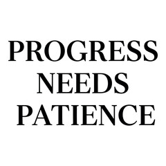 Obraz premium Progress needs patience, a motivational quote for personal growth and success.