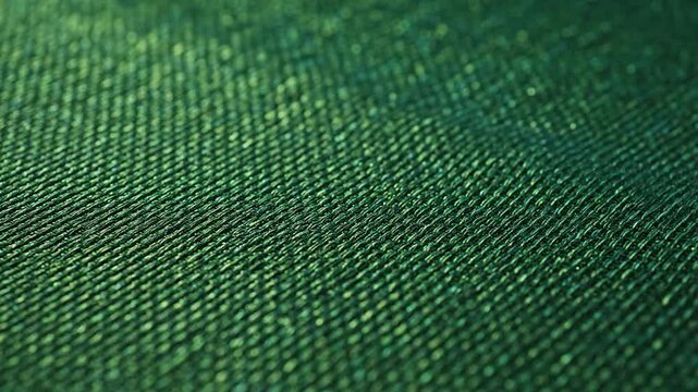 Close-up of green fabric texture with a diagonal seam, revealing intricate weave and color gradient