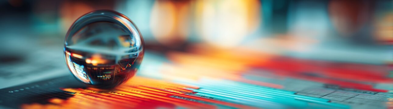 A background with a glass globe on a financial newspaper, emphasizing global economic perspectives