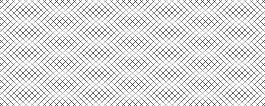 Steel wire chain link fence seamless pattern. Metal lattice with rhombus, diamond shape silhouette. Grid fence background.