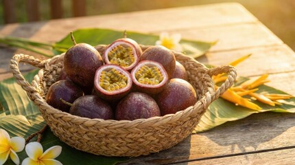 Obraz premium Cluster of Ripe Passion Fruit in Deep Sunlight from 20260210 042709