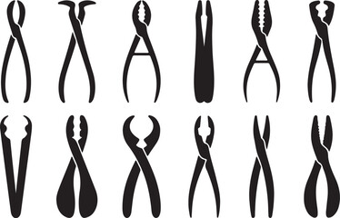 Dental surgical instruments tools set illustration