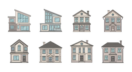 Obraz premium Collection of modern and classic house designs.