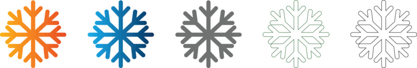 Fototapeta premium Snowflake crystal icon set vector flat design