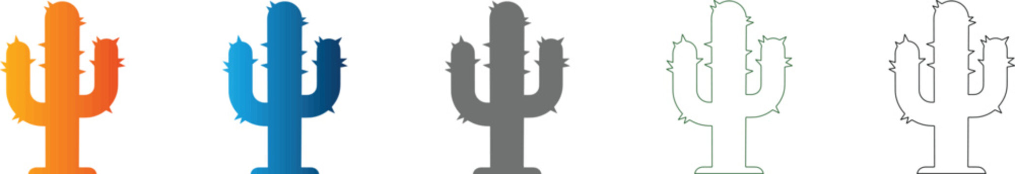 Desert Cactus Icon Set Graphic Flat Design