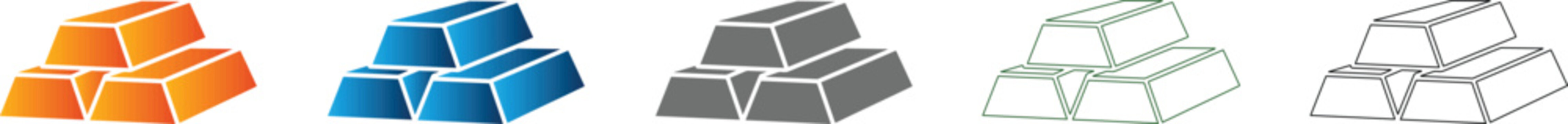 Gold bars icon set vector illustration, finance and wealth concept