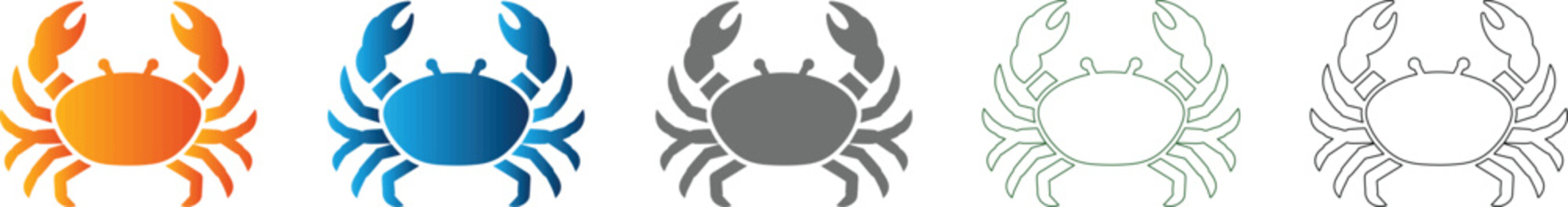 Crab simple flat icon set symbol vector illustration
