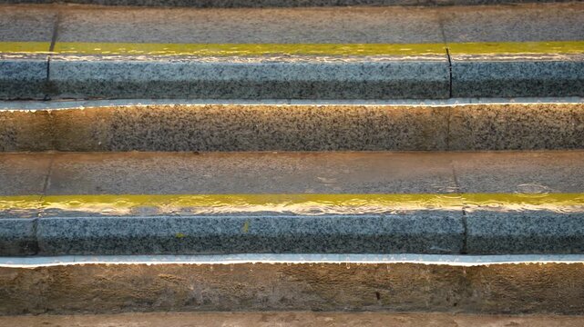 Wet steps rain urban drop