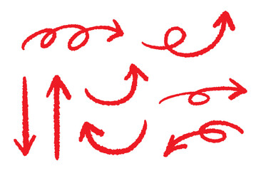 ペンの手書きの矢印セット 赤