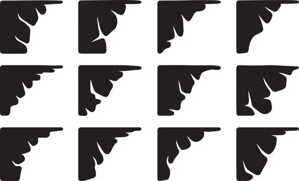A collection of 12 identical black and white architectural corbel silhouettes arranged in a grid pattern on a plain background