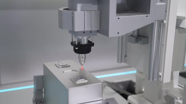 lithium-ion battery cells arranged on a laser welding machine during manufacturing