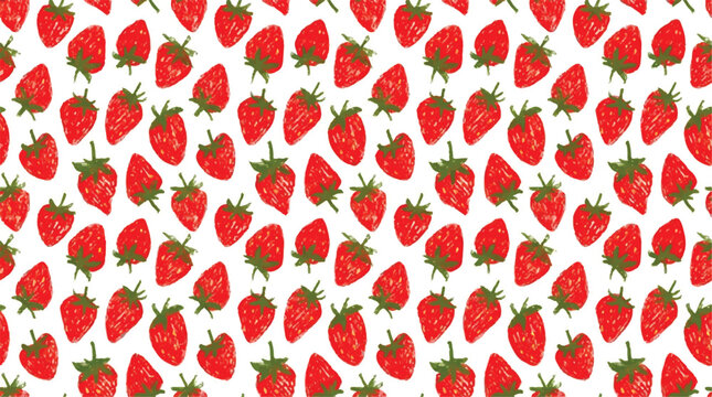 Fresh strawberries pattern on white background