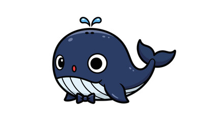 Obraz premium Cartoon whale illustration on white background