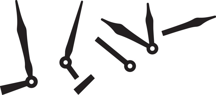 Broken clock hands scattered on white background illustration
