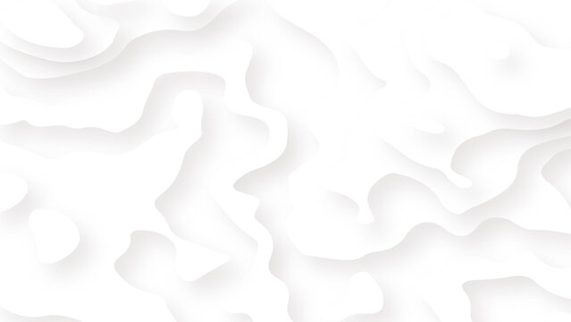 Abstract wavy line 3d paper cut white background. Topographic canyon. geometric map relief texture with curved layers and shadow. 