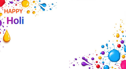Fototapeta premium Happy Holi Wishes: A vibrant and colorful Holi greeting, with a splash of color and joyful typography, perfect for spreading festive cheer and the spirit of Holi.