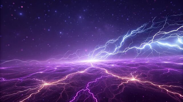 Electric storm in outer space, electrical discharge, cosmic lightning, cinematic motion, stock media