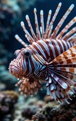 A Lionfish Curiously Exploring Its Surroundings in the Coral Garden