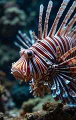 A Lionfish Curiously Exploring Its Surroundings in the Coral Garden