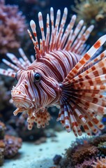 A Lionfish Curiously Exploring Its Surroundings in the Coral Garden
