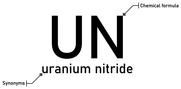 Uranium nitride chemical formula with callout titles