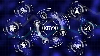 Obraz premium Digital Business Strategy Network With KRYX Logo And Technology Icons KRYX