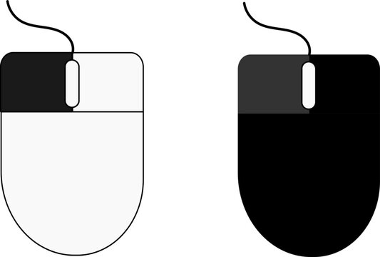 Minimalist wired computer mouse icon set in outline and solid style.