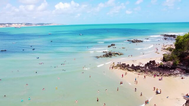 Aerial view of Ponta Negra Beach, Natal, Rio Grande do Norte, Brazil.