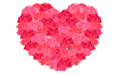 ハート型のカーネーションイラスト_赤