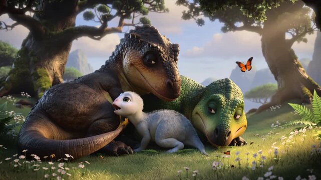 Cartoon dinosaur family