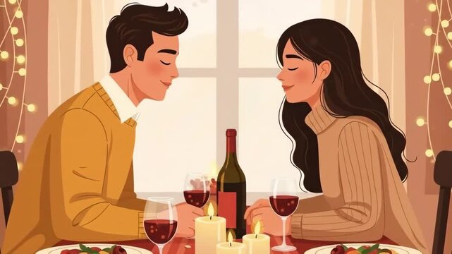 A romantic dinner for two with wine and candlelight
