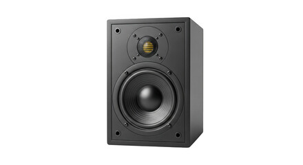 Obraz premium Black speaker with a large woofer and tweeter isolated on transparent background