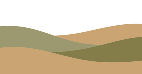 Minimal Landscape with Rolling Hills and Sun Illustration.