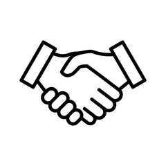 Two hands shaking in partnership, linear icon. Business agreement, cooperation, deal, and contract success. Editable stroke