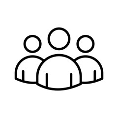 Close group of three people avatars, linear icon. Family, team, social network, and user profile management. Editable stroke