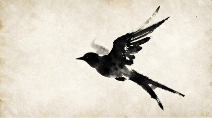 Fototapeta premium Draw Brush Bird