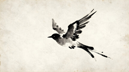 Fototapeta premium Draw Brush Bird