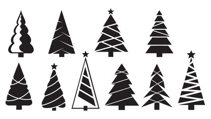 Obraz premium Collection of stylized christmas trees in minimalist design