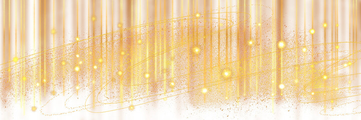 クリスマス風金のブラシストロークが輝く豪華,横長透過背景	