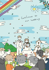 大勢で祝福ウェディング