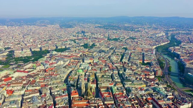 Vienna, Austria. St. Stephen's Cathedral (Germany: Stephansdom). Catholic Cathedral - the national symbol of Austria. Drone footage